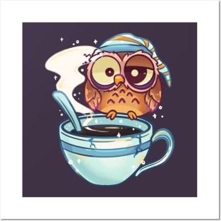 coffee owl Posters and Art